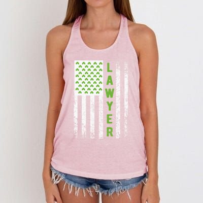 Lawyer St Patricks Day Flag Gift Lawyer Funny Gift Attorney Outfit Meaningful Gi Women's Knotted Racerback Tank