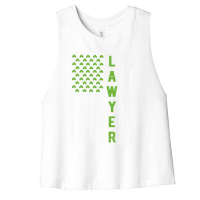 Lawyer St Patricks Day Flag Gift Lawyer Funny Gift Attorney Outfit Meaningful Gi Women's Racerback Cropped Tank