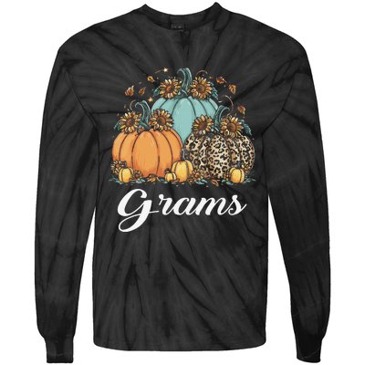 Leopard Sunflower Pumpkin Grams Halloween Tie-Dye Long Sleeve Shirt