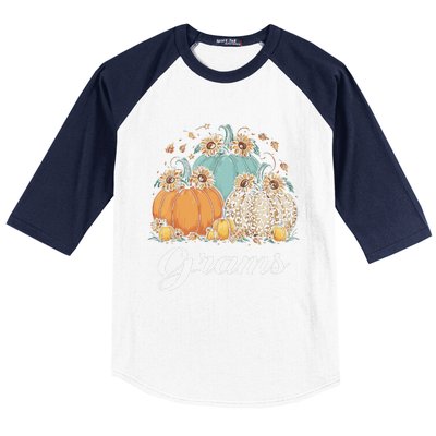 Leopard Sunflower Pumpkin Grams Halloween Baseball Sleeve Shirt