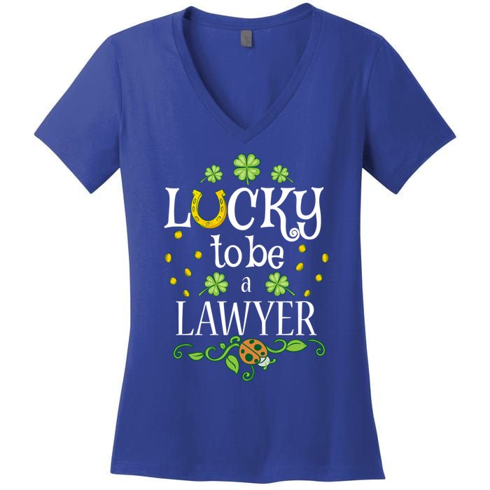 Lawyer St Patrick's Day Lucky To Be A Lawyer Gift Women's V-Neck T-Shirt