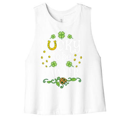 Lawyer St Patrick's Day Lucky To Be A Lawyer Gift Women's Racerback Cropped Tank