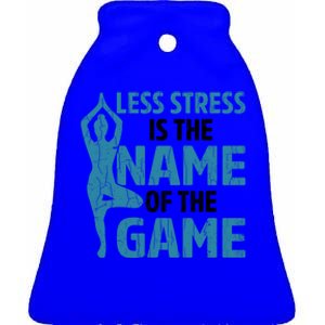 Less Stress Ptsd Awareness Teal Ribbon Happy Graphic Gift Ceramic Bell Ornament