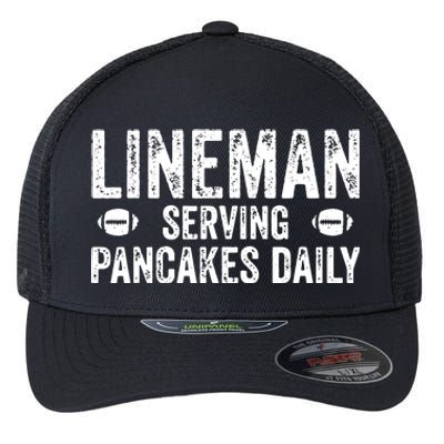 Lineman Serving Pancakes Daily Football Offensive Lineman Flexfit Unipanel Trucker Cap