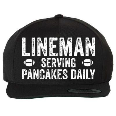 Lineman Serving Pancakes Daily Football Offensive Lineman Wool Snapback Cap