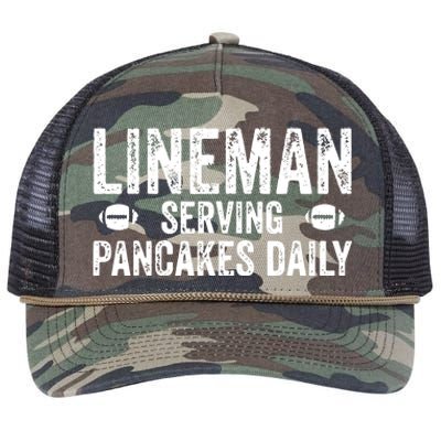 Lineman Serving Pancakes Daily Football Offensive Lineman Retro Rope Trucker Hat Cap