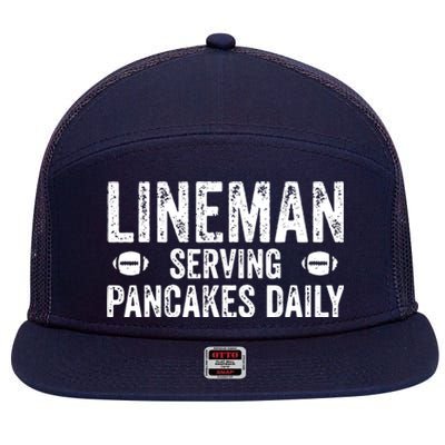 Lineman Serving Pancakes Daily Football Offensive Lineman 7 Panel Mesh Trucker Snapback Hat