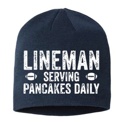 Lineman Serving Pancakes Daily Football Offensive Lineman Sustainable Beanie