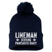 Lineman Serving Pancakes Daily Football Offensive Lineman Pom Pom 12in Knit Beanie