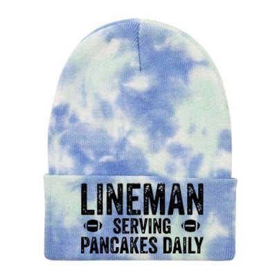 Lineman Serving Pancakes Daily Football Offensive Lineman Tie Dye 12in Knit Beanie