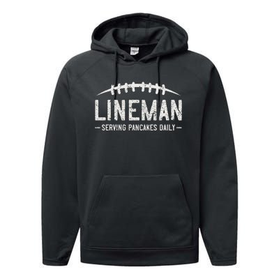 Lineman Serving Pancakes Daily Funny Vintage Football Performance Fleece Hoodie