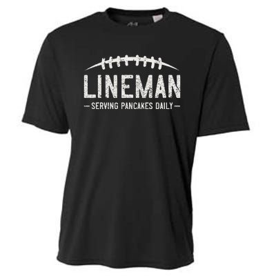 Lineman Serving Pancakes Daily Funny Vintage Football Cooling Performance Crew T-Shirt