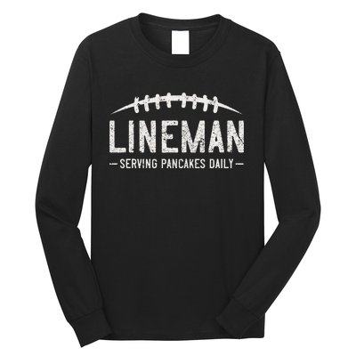 Lineman Serving Pancakes Daily Funny Vintage Football Long Sleeve Shirt