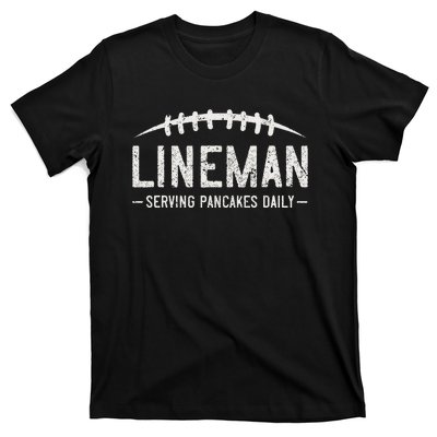 Lineman Serving Pancakes Daily Funny Vintage Football T-Shirt