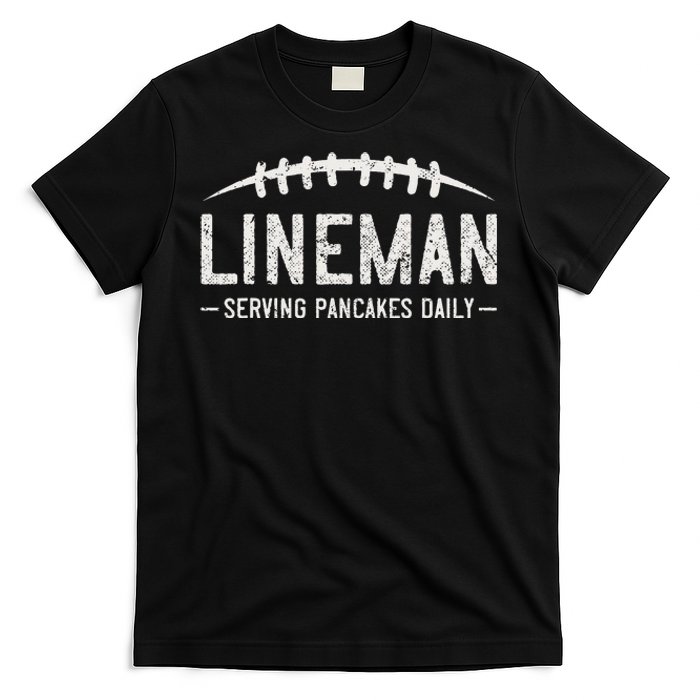 Lineman Serving Pancakes Daily Funny Vintage Football T-Shirt