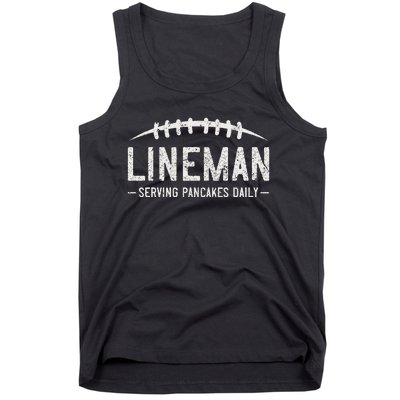 Lineman Serving Pancakes Daily Funny Vintage Football Tank Top