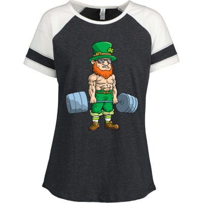 Leprechaun St Patricks Day Deadlift Fitness Weightlifting Cool Gift Enza Ladies Jersey Colorblock Tee