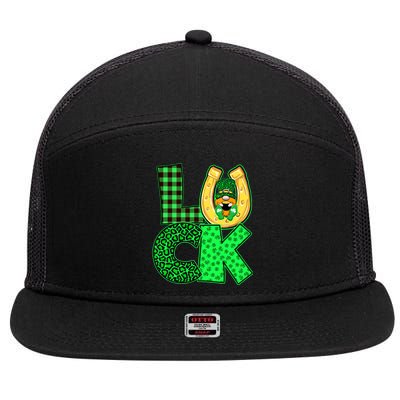 Luck St Patricks Day Lucky Leprechaun Cute 7 Panel Mesh Trucker Snapback Hat