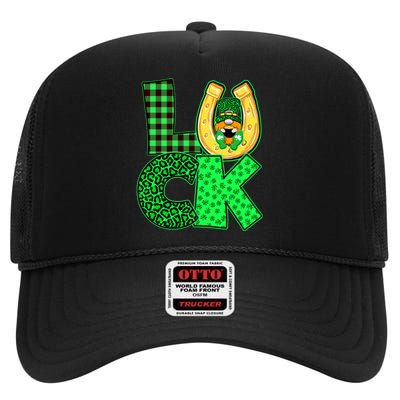 Luck St Patricks Day Lucky Leprechaun Cute High Crown Mesh Back Trucker Hat