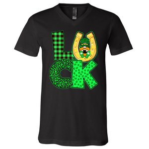 Luck St Patricks Day Lucky Leprechaun Cute V-Neck T-Shirt