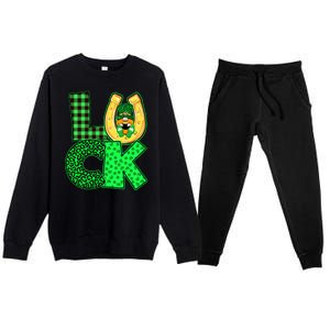 Luck St Patricks Day Lucky Leprechaun Cute Premium Crewneck Sweatsuit Set