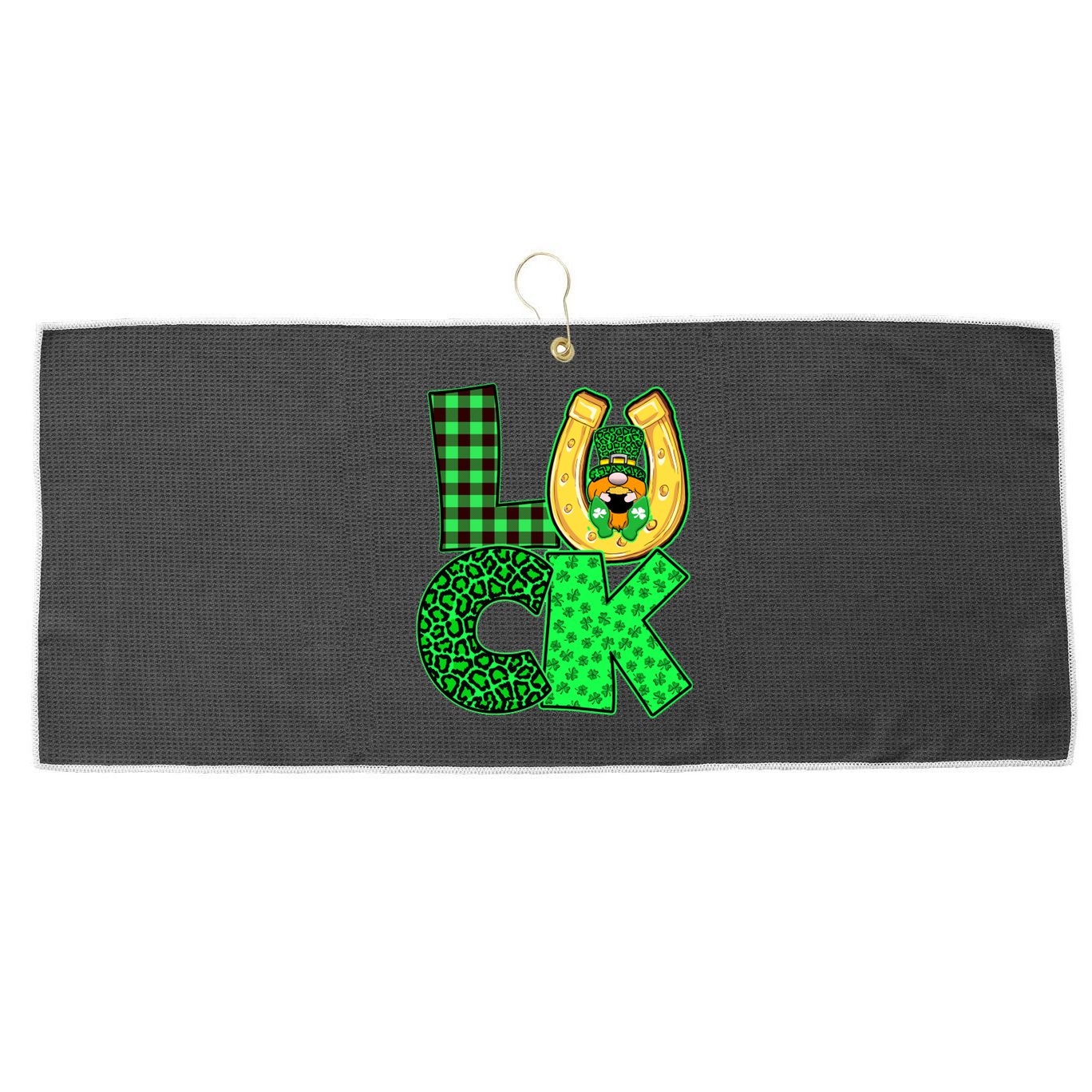 Luck St Patricks Day Lucky Leprechaun Cute Large Microfiber Waffle Golf Towel
