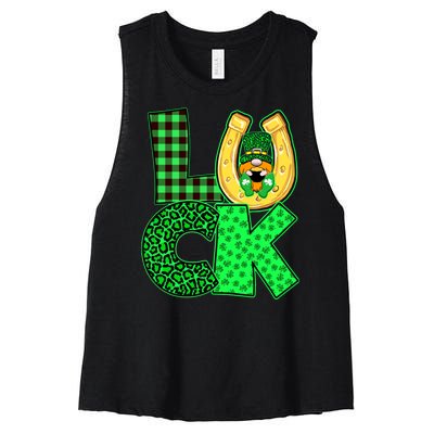 Luck St Patricks Day Lucky Leprechaun Cute Women's Racerback Cropped Tank