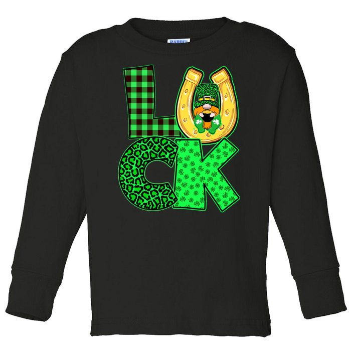 Luck St Patricks Day Lucky Leprechaun Cute Toddler Long Sleeve Shirt