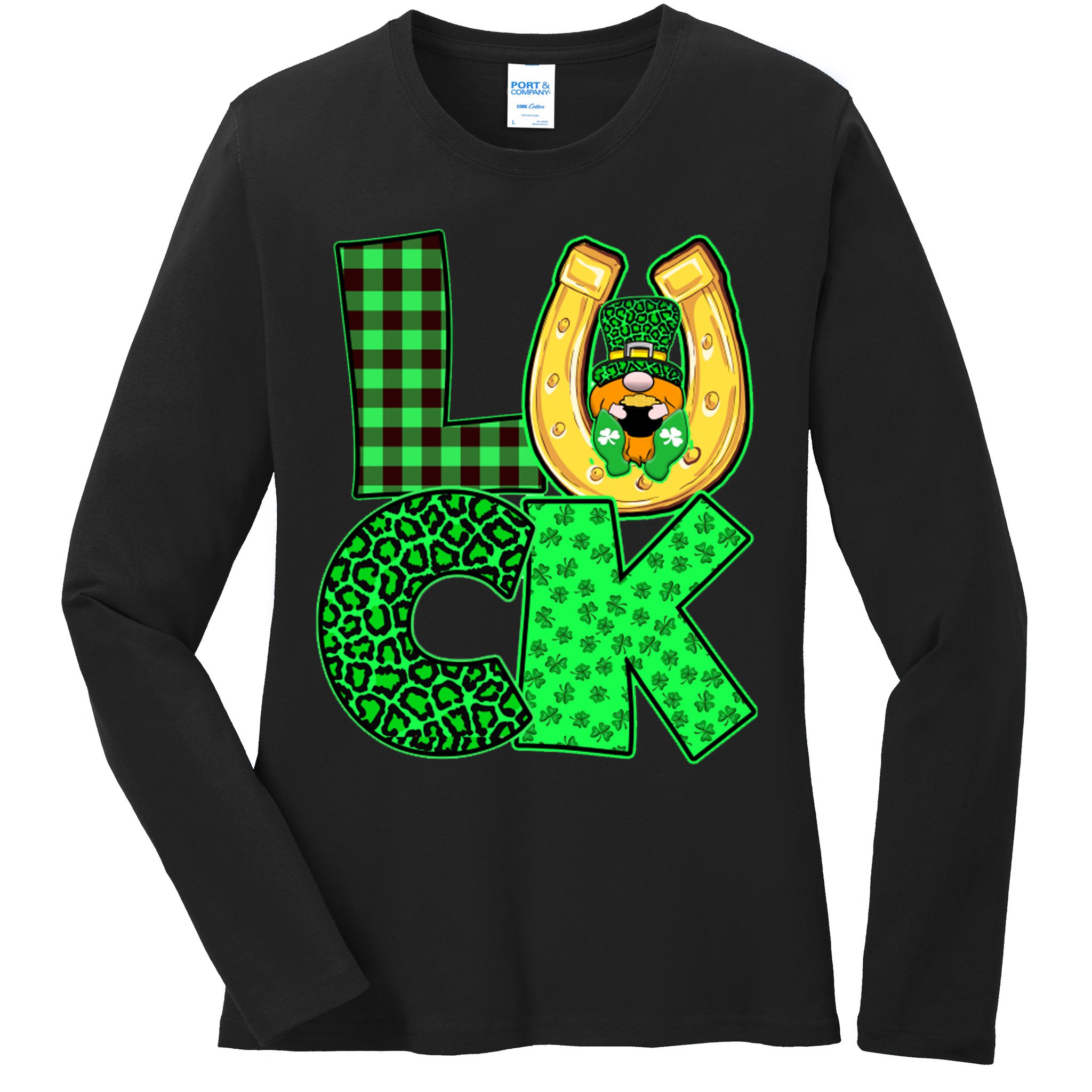 Luck St Patricks Day Lucky Leprechaun Cute Ladies Long Sleeve Shirt