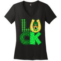 Luck St Patricks Day Lucky Leprechaun Cute Women's V-Neck T-Shirt