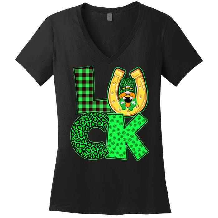 Luck St Patricks Day Lucky Leprechaun Cute Women's V-Neck T-Shirt