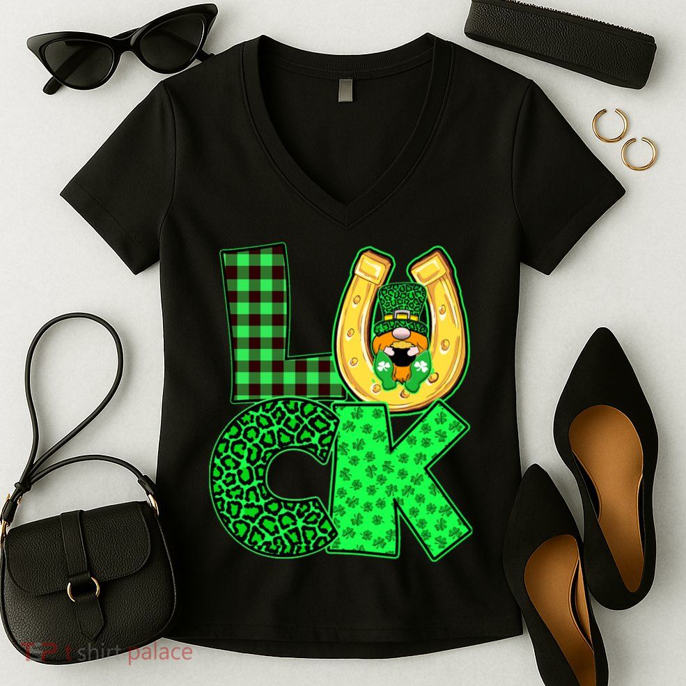 Luck St Patricks Day Lucky Leprechaun Cute Women's V-Neck T-Shirt