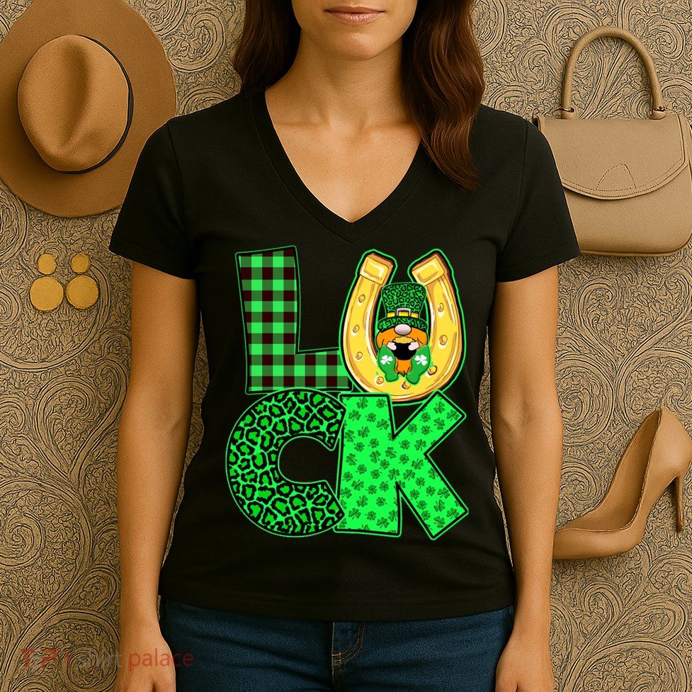 Luck St Patricks Day Lucky Leprechaun Cute Women's V-Neck T-Shirt