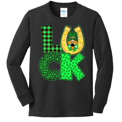 Luck St Patricks Day Lucky Leprechaun Cute Kids Long Sleeve Shirt