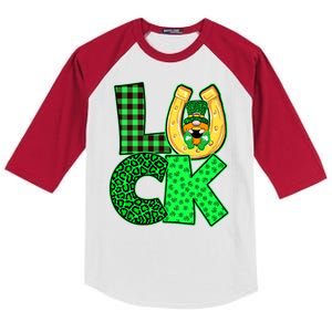 Luck St Patricks Day Lucky Leprechaun Cute Kids Colorblock Raglan Jersey