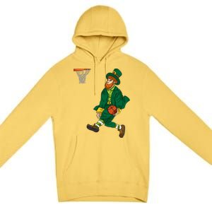 Leprechaun St Patricks Day Basketball Meaningful Gift Premium Pullover Hoodie