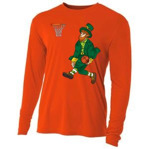 Leprechaun St Patricks Day Basketball Meaningful Gift Cooling Performance Long Sleeve Crew