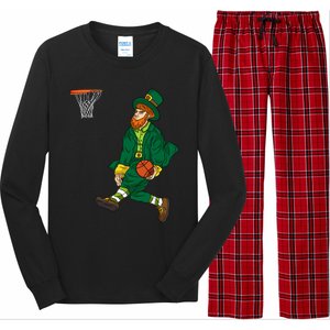 Leprechaun St Patricks Day Basketball Meaningful Gift Long Sleeve Pajama Set