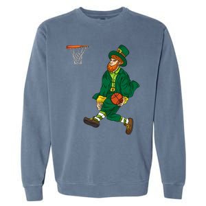 Leprechaun St Patricks Day Basketball Meaningful Gift Garment-Dyed Sweatshirt