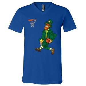 Leprechaun St Patricks Day Basketball Meaningful Gift V-Neck T-Shirt