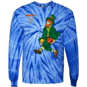 Leprechaun St Patricks Day Basketball Meaningful Gift Tie-Dye Long Sleeve Shirt