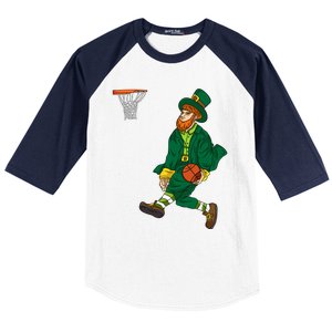 Leprechaun St Patricks Day Basketball Meaningful Gift Baseball Sleeve Shirt