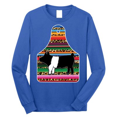 Livestock Show Pig Cheetah Serape Ear Tag Hamp Swine Gift Long Sleeve Shirt