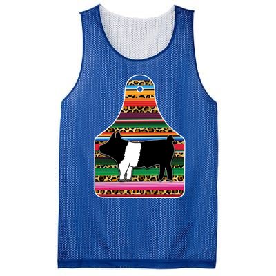 Livestock Show Pig Cheetah Serape Ear Tag Hamp Swine Gift Mesh Reversible Basketball Jersey Tank