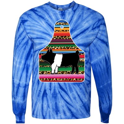 Livestock Show Pig Cheetah Serape Ear Tag Hamp Swine Gift Tie-Dye Long Sleeve Shirt