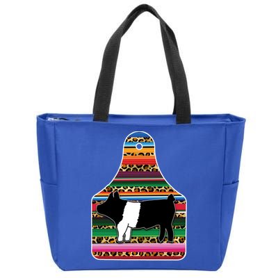 Livestock Show Pig Cheetah Serape Ear Tag Hamp Swine Gift Zip Tote Bag