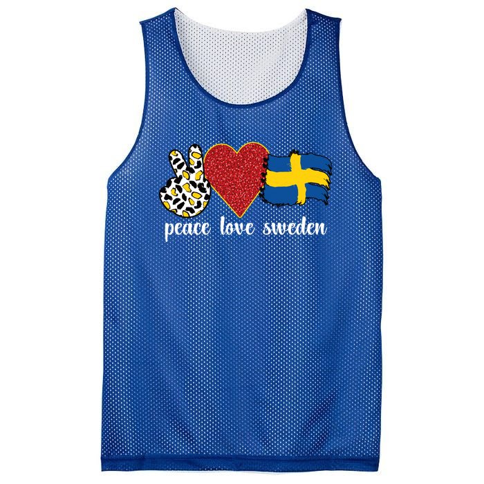 Love Sweden Proud Swedish Flag Swedish Roots Gift Mesh Reversible Basketball Jersey Tank