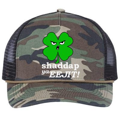 Lucky Saint Patrick's Day Shaddap Ya Eejit Shamrock Retro Rope Trucker Hat Cap