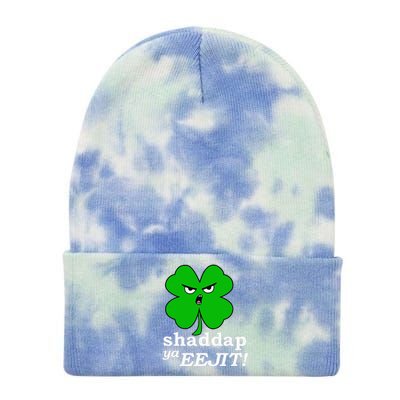 Lucky Saint Patrick's Day Shaddap Ya Eejit Shamrock Tie Dye 12in Knit Beanie