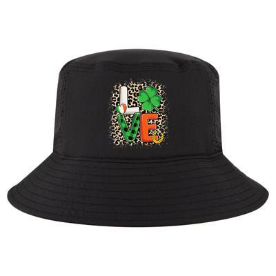 Love St. Patricks Day Shamrock Irish Leopard Print Plaid Cool Comfort Performance Bucket Hat